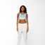 Women's More Money Crop Tank in White/Blue