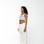 Women's More Money Crop Tank in White/Blue